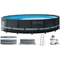 Каркасний басейн Intex 26334 ULTRA XTR (610х122 см) з пісочним фільтром, драбиною, підкладкою і тентом