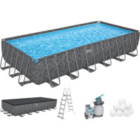 Каркасный бассейн Bestway Grey 561KG (732х366х132 см) с песочным фильтром, тентом и лестницей
