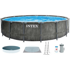 Каркасный бассейн Intex 26742 GREYWOOD (457х122 см) с картриджным фильтром, лестницей и тентом