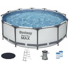 Каркасный бассейн Bestway 56420 (366х122 см) с картриджным фильтром, тентом и лестницей