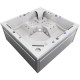 СПА-басейн Aquajoy Monaco (220х220х90 см), Сріблясто-білий мармур, з динаміками та LED-підсвічуванням