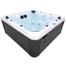 СПА-басейн Aquajoy Maldives (230х230х95 см), сріблясто-білий мармур, з динаміками та LED-підсвічуванням
