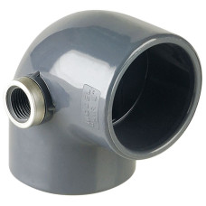 Колено ПВХ Hidroten "AIR L" 1001616, 90°, с метал. кольцом, d63-1/2"