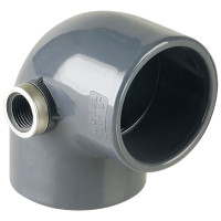 Колено ПВХ Hidroten "AIR L" 1001615, 90°, с метал. кольцом, d50-1/2"