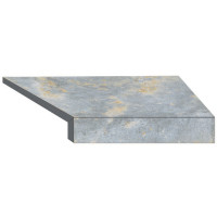 Угловой Г-образный элемент бортовой плитки Aquaviva Loft Blue, 600x345x50(20) мм (правый/45°)